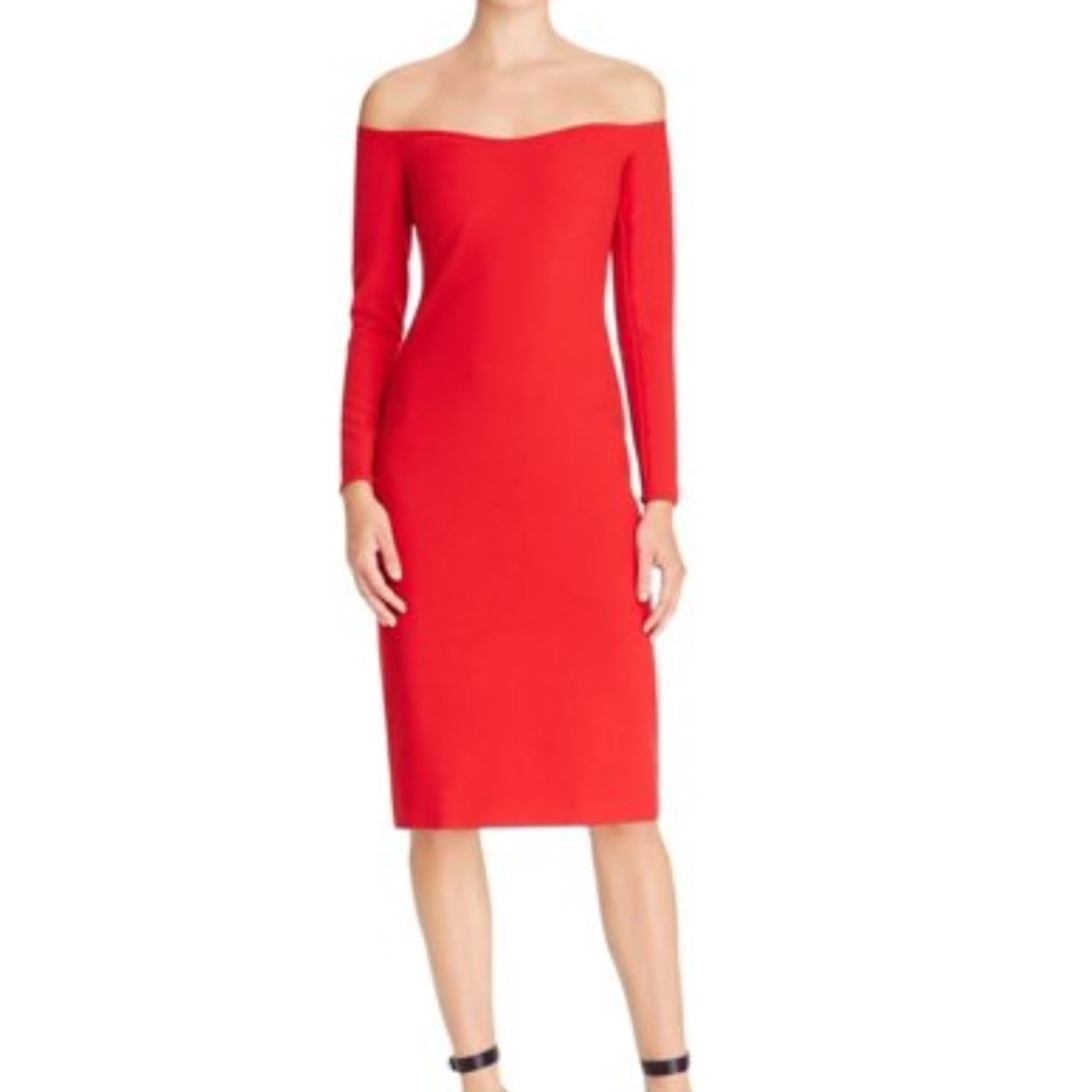 Sexy, Black Halo Red Fitted off the shoulder dress